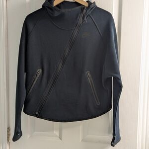 Nike Black Asymmetrical Zip Cropped Hoodie